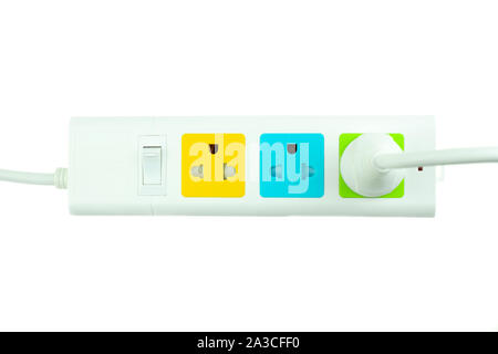 plug in outlet 220v AC cable at white background Stock Photo