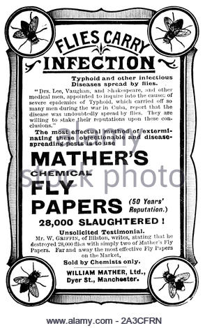 Victorian era, Mather's Chemical Fly Papers, vintage advertising from 1899 Stock Photo