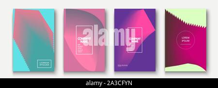Trendy cool minimalist abstract modern covers design vector. Dynamic colorful halftone gradient. Futuristic geometric patterns shapes phormes lines ba Stock Vector