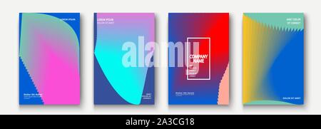 Trendy cool minimalist abstract modern covers design vector. Dynamic colorful halftone gradient. Futuristic geometric patterns shapes phormes lines ba Stock Vector