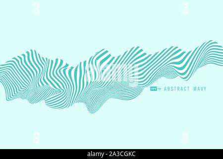 Abstract summer wave blue minimal stripe line 3D decoration background. Use for motion element, ad, poster, cover design, print, annual report. Stock Vector