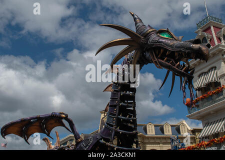 Orlando, Florida. September 25, 2019. Maleficient dragon in Disney Festival of Fantasy Parade  at Magic Kigndom Stock Photo