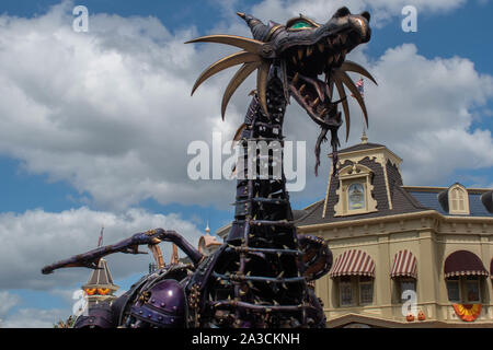 Orlando, Florida. September 25, 2019. Maleficient dragon in Disney Festival of Fantasy Parade  at Magic Kigndom Stock Photo