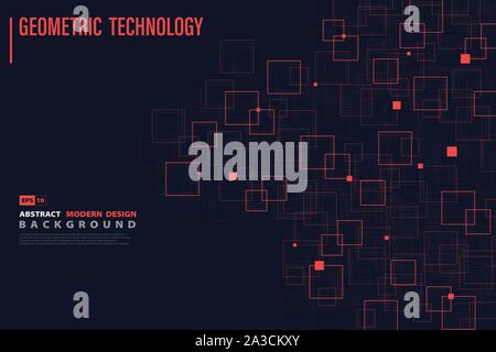 Abstract systematic red square of technology pattern design background. Use for minimal artwork, tech, template, ad, annual report. illustration Stock Vector