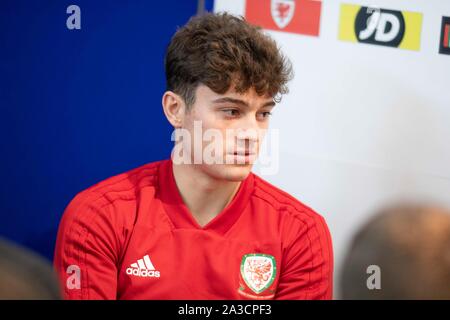 Cardiff, Wales, UK, October 7th 2019. Wales national football team player Daniel James during a media session at St Fagans National Museum of History ahead of matches against Slovakia and Croatia. Credit: Mark Hawkins/Alamy Live News Stock Photo