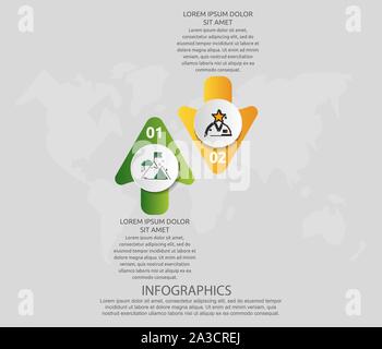 Vector infographic 3D template circles for two paper arrow, diagram, graph, presentation. Business concept with 2 options. Blank space for content Stock Vector
