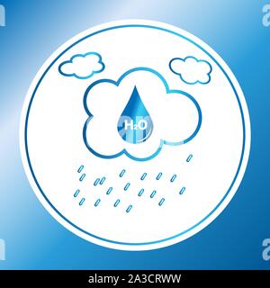 Environment and ecology. Cloud with water formula and rain. Concept of clean water, ecology and environment in art style. Stock Vector