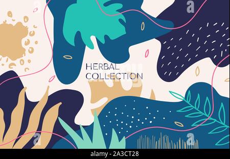 Abstract herbal collection vector colorful banner template Stock Vector
