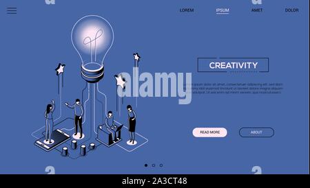 Creativity - line design style isometric web banner Stock Vector