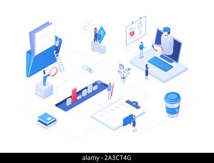 Workflow management - modern colorful isometric vector illustration Stock Vector