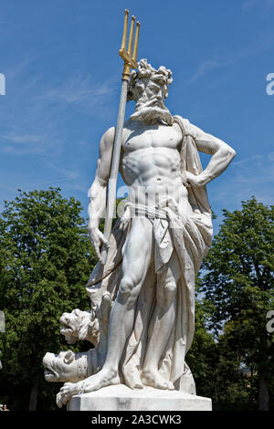 Statue of Neptune in the gardens of the Nymphenburg Palace Munich ...