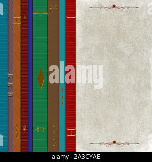 Graphic Background of Multi Colored Library Books with Available Text Space Stock Photo