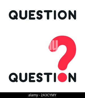 Vector icon set of question word with question mark. Flat color style. Stock Vector