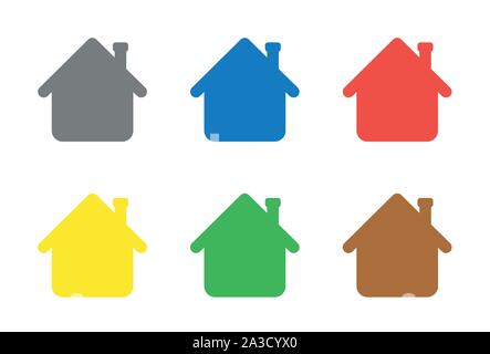 Vector icon set of houses. Flat color style. Stock Vector