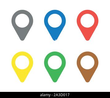 Vector icon set of map pointers. Flat color style. Stock Vector
