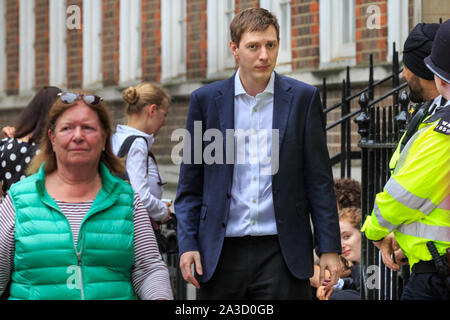 Thomas Borwick IT and election data specialist, Director of Kanto Systems, linked to Cambridge Analytica, at HQ in Great College Street, London Stock Photo