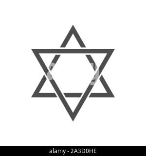 Star of David icon. Six pointed geometric star figure, generally recognized symbol of modern Jewish identity and Judaism Israel symbol Stock Vector