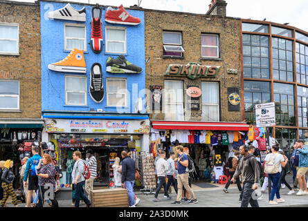 Tourist shop exterior building facades in Camden Town High Street, London, UK Stock Photo