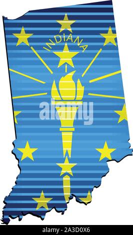 Shiny Grunge map of the Indiana - Illustration,  Three Dimensional Map of Indiana Stock Vector