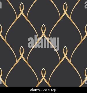Golden wire seamless oriental scales pattern Stock Vector
