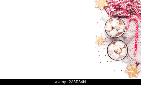 Christmas background with two cacao cups and sweaters Stock Photo