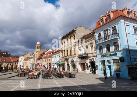 Piaţa Sfatului (Council Square), Brasov, Transylvania, Romania. Stock Photo