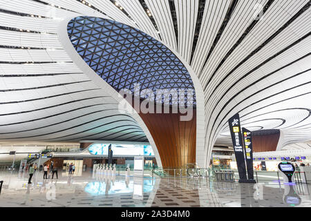 Beijing, China – September 30, 2019: Beijing Daxing New International Airport Terminal (PKX) in China.