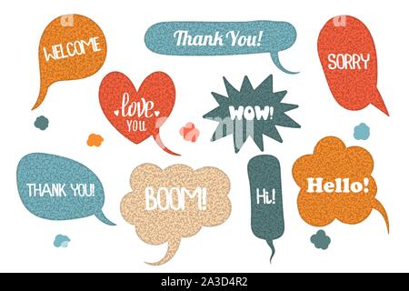 Colored set comic dpeech bubble for text Stock Vector