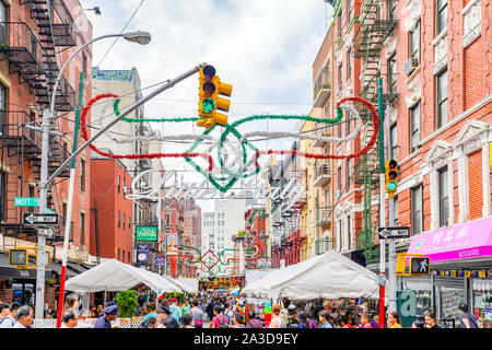 Little Italy, New York - September 22, 2018: The 92nd celebration of the Italian-American festival the Feast of San Gennaro. Stock Photo