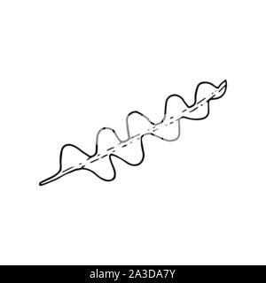 Fishbone plant leaf Epiphyllum Anguliger . Line art doodle sketch. Black outline on white background. Picture can be used in greeting cards, posters, flyers, banners, logo, botanical design etc. Vector illustration. EPS10 Stock Vector