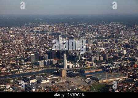 Aerial View of the Royal Palace of Brussels. Palais de Bruxelles and the Cityscape in Belgium feat. Museums and Famous Landmarks Around Central and Stock Photo