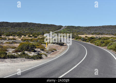 Winding Road Leading Through Innes National Park, Yorke Peninsula, South Australia, Australia Stock Photo