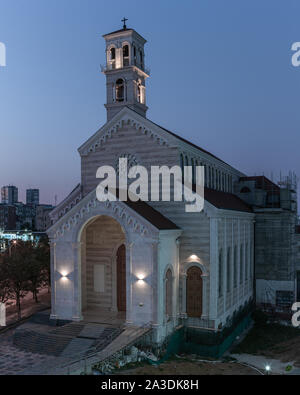 Pristina cathedral mother teresa in Kosovo capital. Early morning Stock Photo