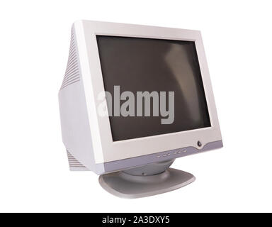 old computer monitor isolated on white background Stock Photo