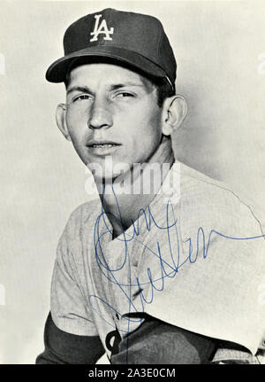 1960s era autographed souvenir photo of  Hall of Fame Los Angeles Dodgers pitcher Don Sutton. Stock Photo