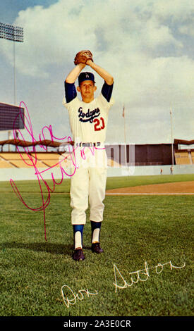 1960s era autographed souvenir photo of  Hall of Fame Los Angeles Dodgers pitcher Don Sutton. Stock Photo