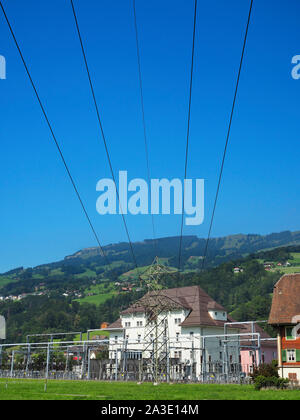 Umspannwerk (Bahnstrom) in Steinen im Schweizer Kanton Schwyz Stock Photo