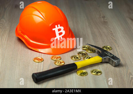 Miner equipment for cryptocurrency Bitcoin mining. Conceptual image. Stock Photo