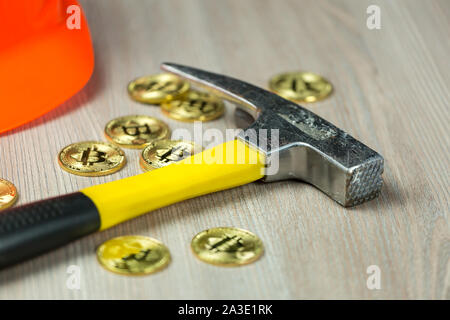 Miner equipment for cryptocurrency Bitcoin mining. Conceptual image. Stock Photo