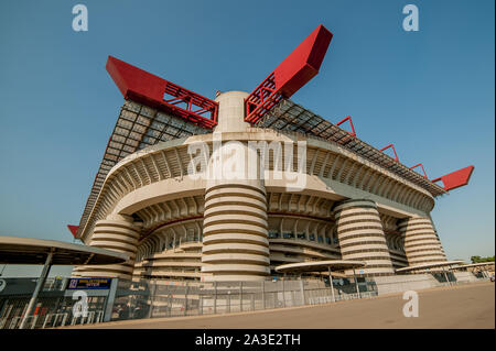 Milan Italy May 26th 2017: Outside the Giuseppe Meazza stadium, also known as the San Siro stadium, is one of the most internationally known stadiums Stock Photo