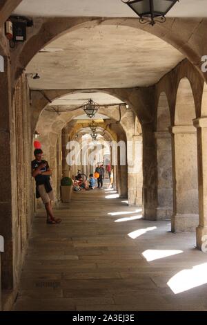 Santiago de Compostela, Spain - Colonnaded Passage on Rua Nova Stock Photo