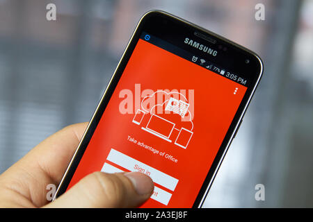 MONTREAL, CANADA - FEBRUARY, 2016 - Microsoft Office mobile application on Samsung device's screen. Stock Photo