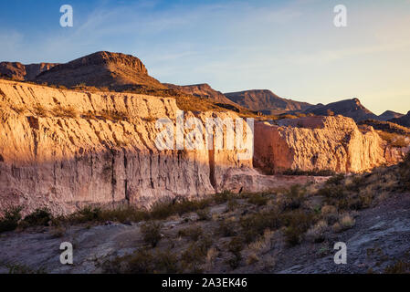 Landscape photo of the rugged and eroded mountains around Oatman, Arizona. Stock Photo