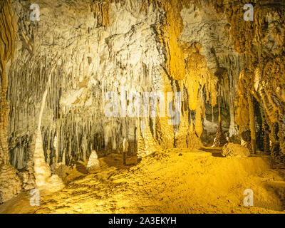 TASMANIA, AUSTRALIA - FEBRUARY 24, 2019: A chamber in Marakoopa Cave in Mole Creek Karst National Park in Tasmania, Australia. Stock Photo