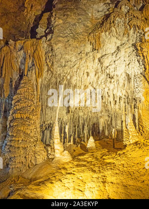 TASMANIA, AUSTRALIA - FEBRUARY 24, 2019: A chamber in Marakoopa Cave in Mole Creek Karst National Park in Tasmania, Australia. Stock Photo