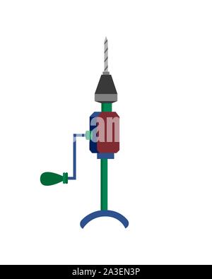 Construction hand drill. Vector illustration on a white background. Stock Vector
