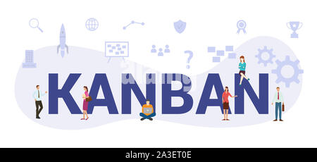 kanban modern agile business concept with big word or text and team people with modern flat style - vector illustration Stock Photo