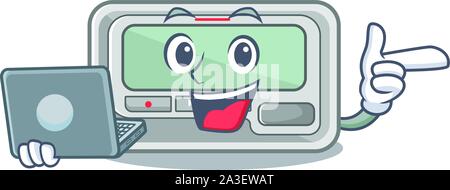 With laptop pager with in the mascot shape Stock Vector