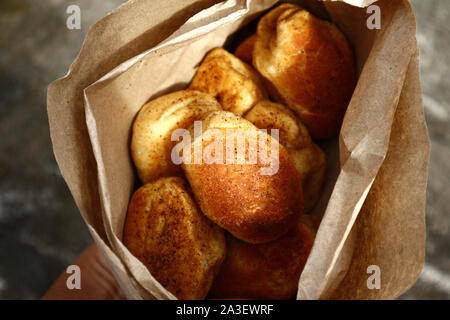 Photo of freshly baked Filipino bread called Pan de sal or salted bread Stock Photo