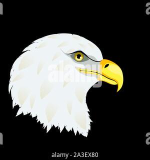 Cartoon stylized bald eagle head decorative design illustration. Stock Vector